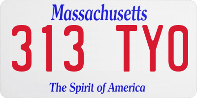 MA license plate 313TY0