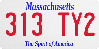 MA license plate 313TY2