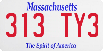 MA license plate 313TY3