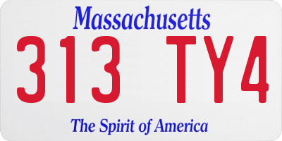 MA license plate 313TY4