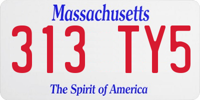 MA license plate 313TY5