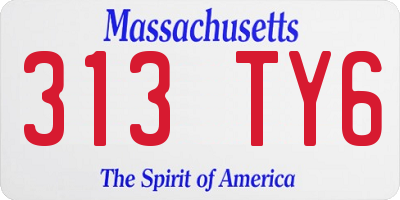 MA license plate 313TY6