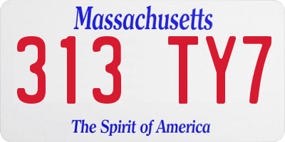 MA license plate 313TY7