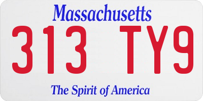 MA license plate 313TY9