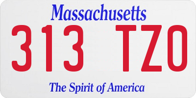 MA license plate 313TZ0
