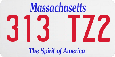 MA license plate 313TZ2