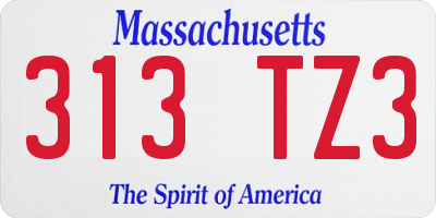 MA license plate 313TZ3