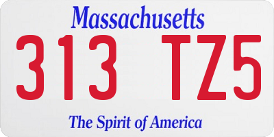 MA license plate 313TZ5