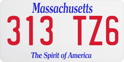 MA license plate 313TZ6