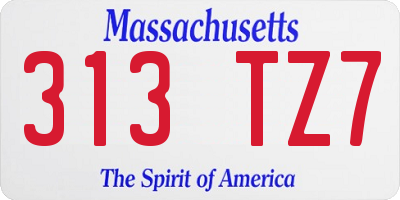 MA license plate 313TZ7