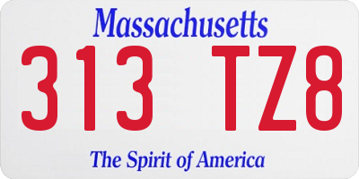 MA license plate 313TZ8
