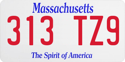 MA license plate 313TZ9
