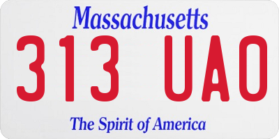 MA license plate 313UA0
