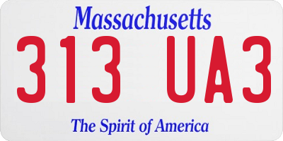 MA license plate 313UA3