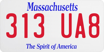 MA license plate 313UA8