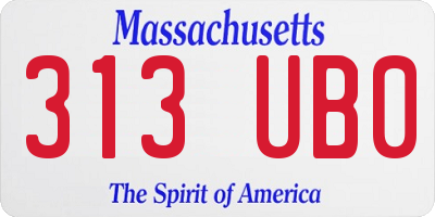 MA license plate 313UB0