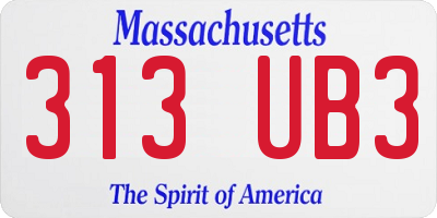 MA license plate 313UB3