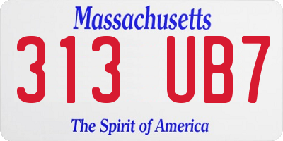 MA license plate 313UB7