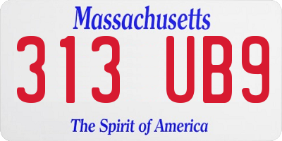 MA license plate 313UB9