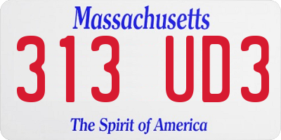 MA license plate 313UD3
