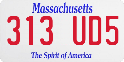 MA license plate 313UD5