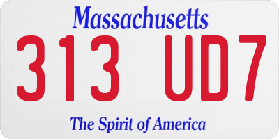 MA license plate 313UD7