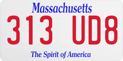 MA license plate 313UD8