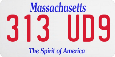MA license plate 313UD9