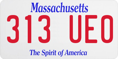 MA license plate 313UE0