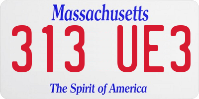 MA license plate 313UE3