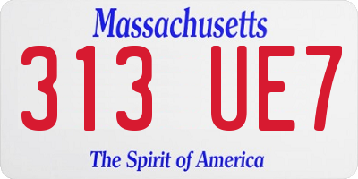 MA license plate 313UE7