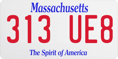 MA license plate 313UE8