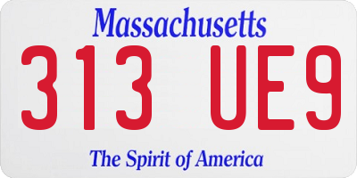 MA license plate 313UE9
