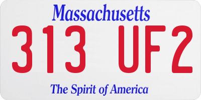 MA license plate 313UF2