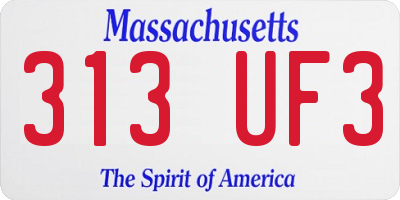 MA license plate 313UF3