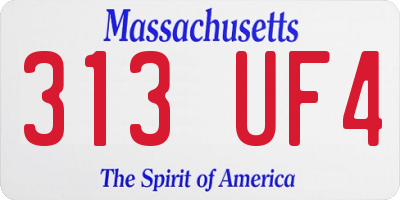 MA license plate 313UF4