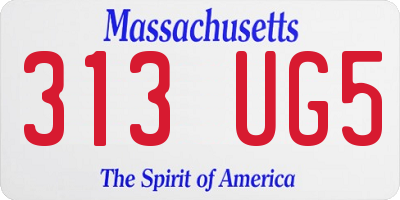 MA license plate 313UG5