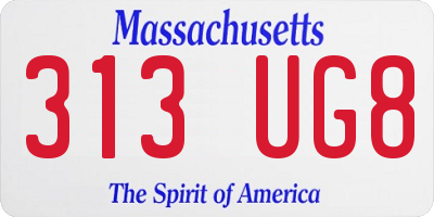 MA license plate 313UG8