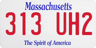 MA license plate 313UH2