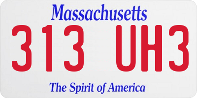 MA license plate 313UH3