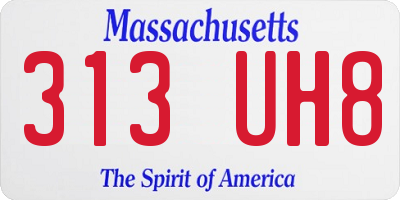 MA license plate 313UH8