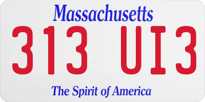 MA license plate 313UI3