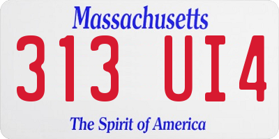 MA license plate 313UI4