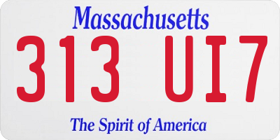 MA license plate 313UI7