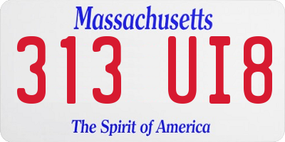 MA license plate 313UI8