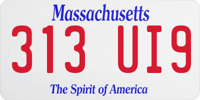 MA license plate 313UI9