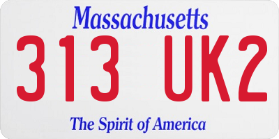 MA license plate 313UK2