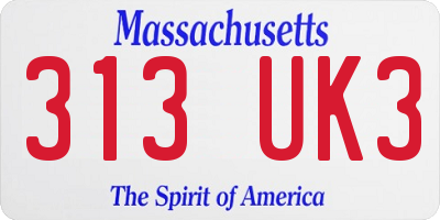 MA license plate 313UK3