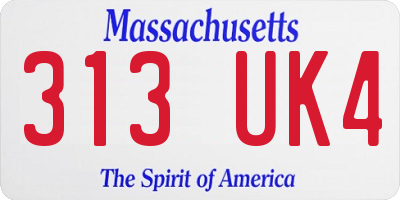 MA license plate 313UK4