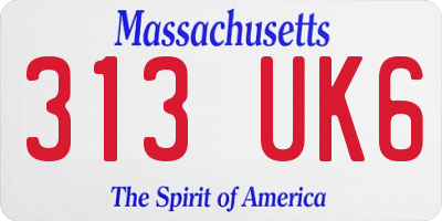 MA license plate 313UK6